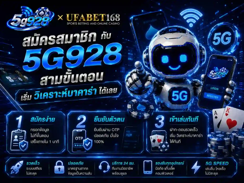 สมัครสมาชิก กับ 5G928 สามขั้นตอน เริ่ม วิเคราะห์บาคาร่า